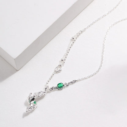 Leaf Shaped Green Zircon Necklace