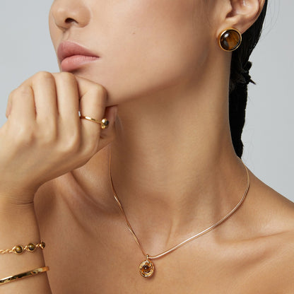 Tiger-Eye Stone Pendant Necklace Ⅲ