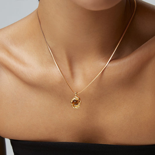 Tiger-Eye Stone Pendant Necklace Ⅲ