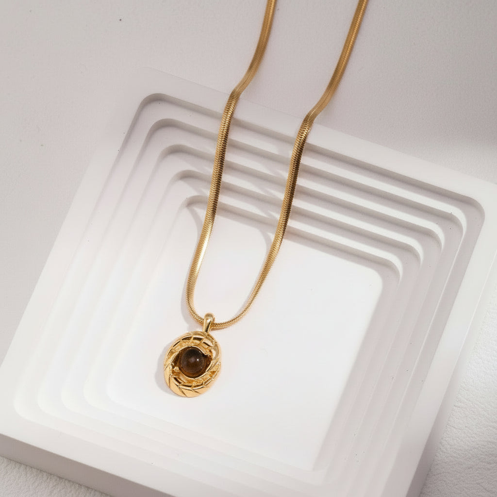 Tiger-Eye Stone Pendant Necklace Ⅲ