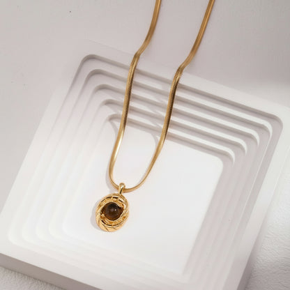 Tiger-Eye Stone Pendant Necklace Ⅲ