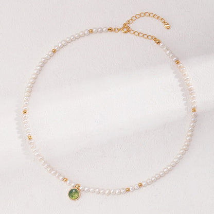 Moss Agate＆Pearl Necklace