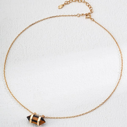 Pyramid Shaped Tiger-Eye Stone Necklace