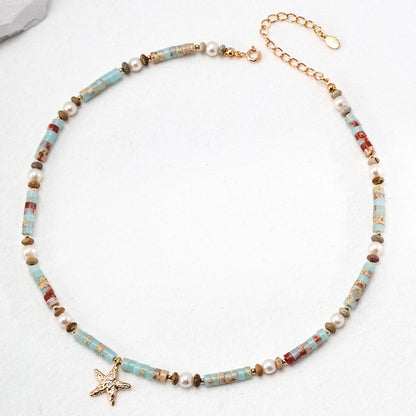 Shoushan Stone＆Pearls Necklace Ⅱ