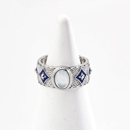 Blue Enamel＆Lapis Lazuli/Shell Ring