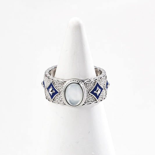 Blue Enamel＆Lapis Lazuli/Shell Ring
