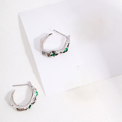 Wilting leaf Shaped Zircon Earrings