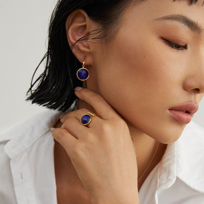 Round Lapis Lazuli Earrings