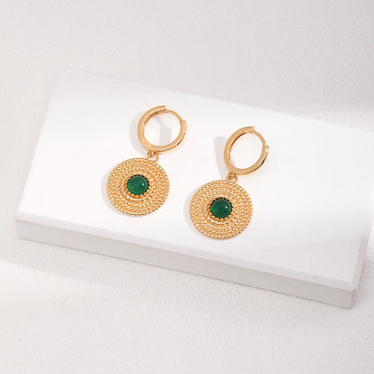 Chalcedony Inlaid Earrings