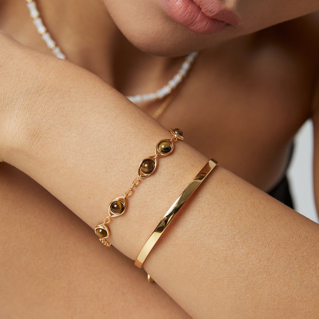 Pulsera de piedra ojo de tigre y lapislázuli