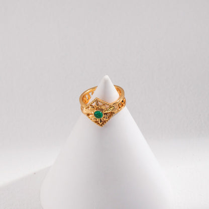 Green Zircon Inlaid Ring