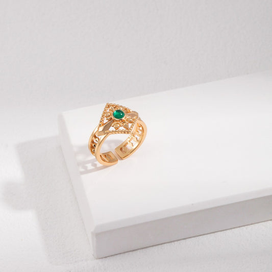 Green Zircon Inlaid Ring