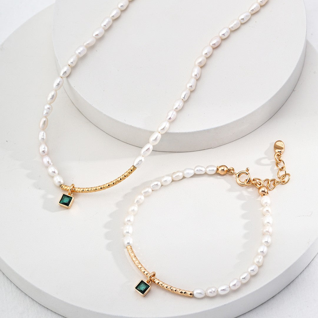 Green Zircon Pendant Jewelry Set