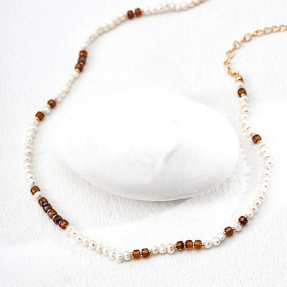 Colored Glaze＆Pearl Necklace