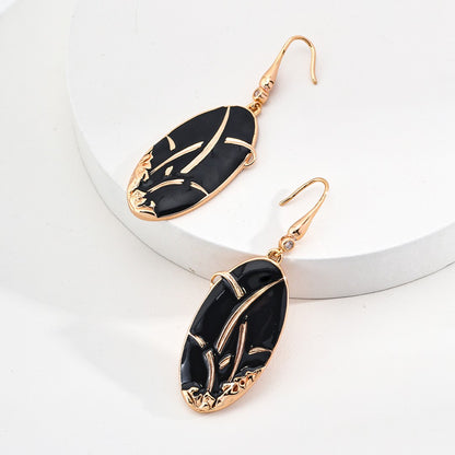 Black Enamel Pendant Earrings