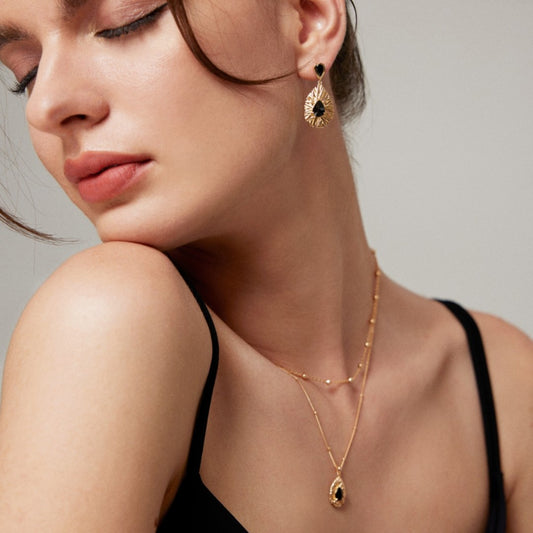 Black Zircon Pendant Necklace