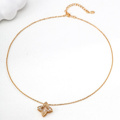 Zircon Inlaid Clover Pendant Jewelry Set