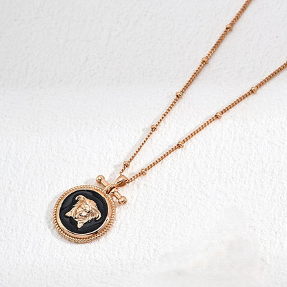 Black Enamel Pendant Necklace