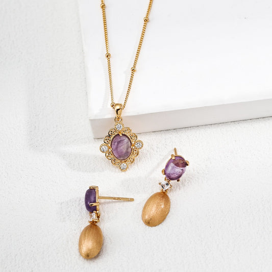 Amethyst/Shell Inlaid Jewelry Set
