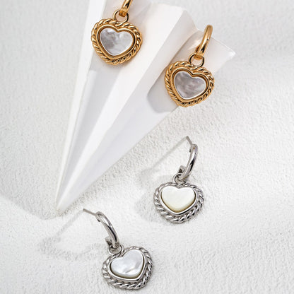 Heart Shaped Shell Pendant Earrings