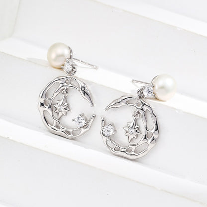 Zircon Inlaid Pearl Earrings Ⅱ