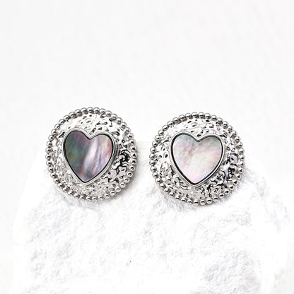 Heart Shaped Shell Inlaid Earrings