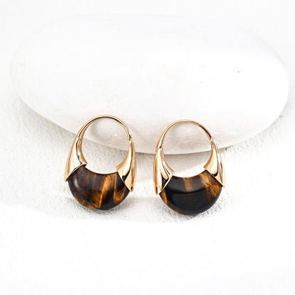 Tiger-Eye Stone Earrings Ⅳ