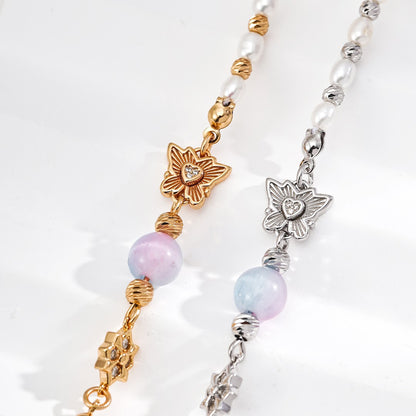 Synthetic Opal＆Pearl Bracelet