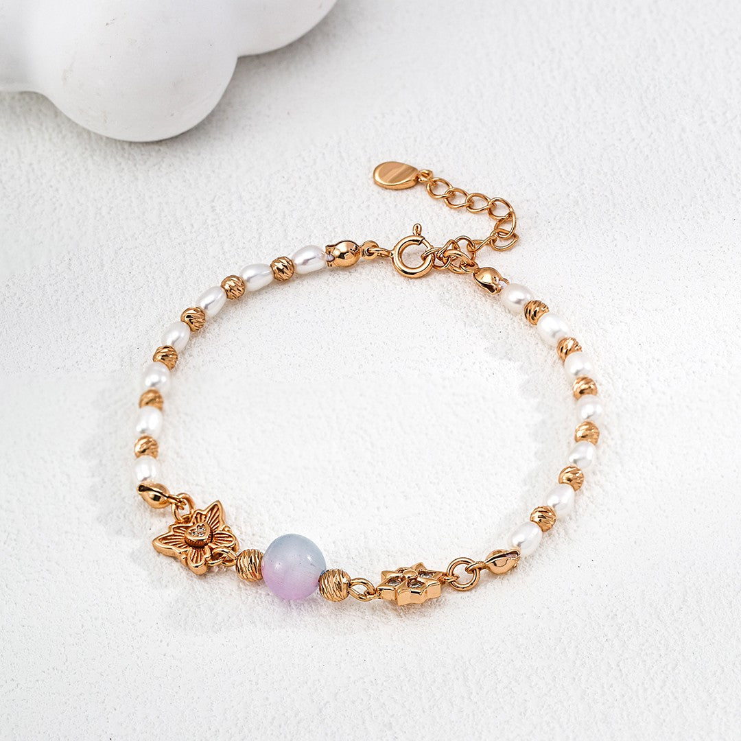 Synthetic Opal＆Pearl Bracelet