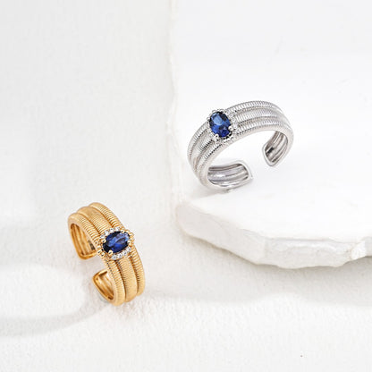 Synthetic Zircon Inlaid Ring Ⅰ