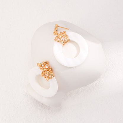 Circular Shell Pendant Earrings