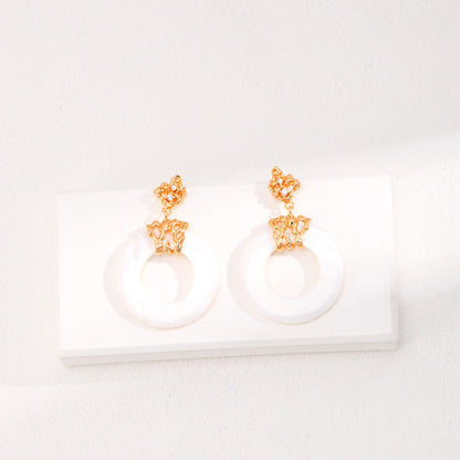 Circular Shell Pendant Earrings