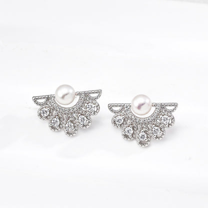 Fan Shaped Pearl Earrings