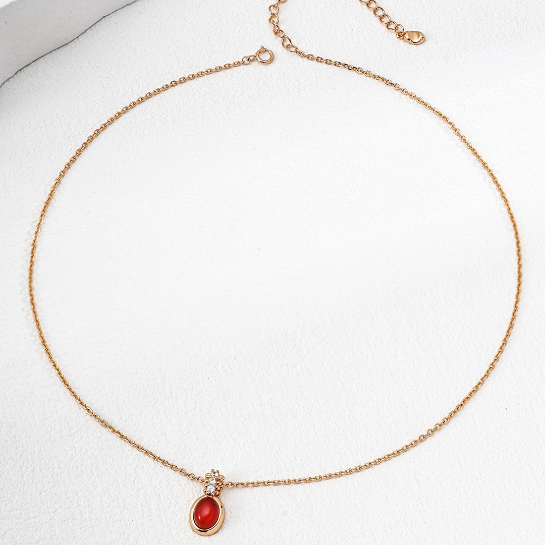 Red Agate/Shell Pendant Necklace