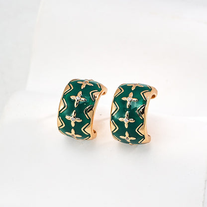 Green Enamel Earrings