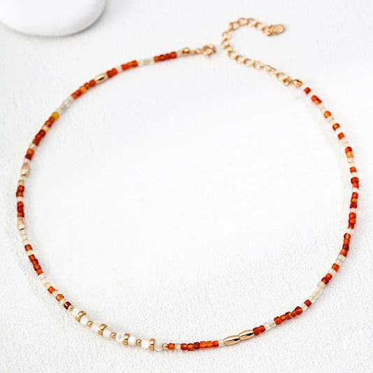 Collar de ágata roja y concha