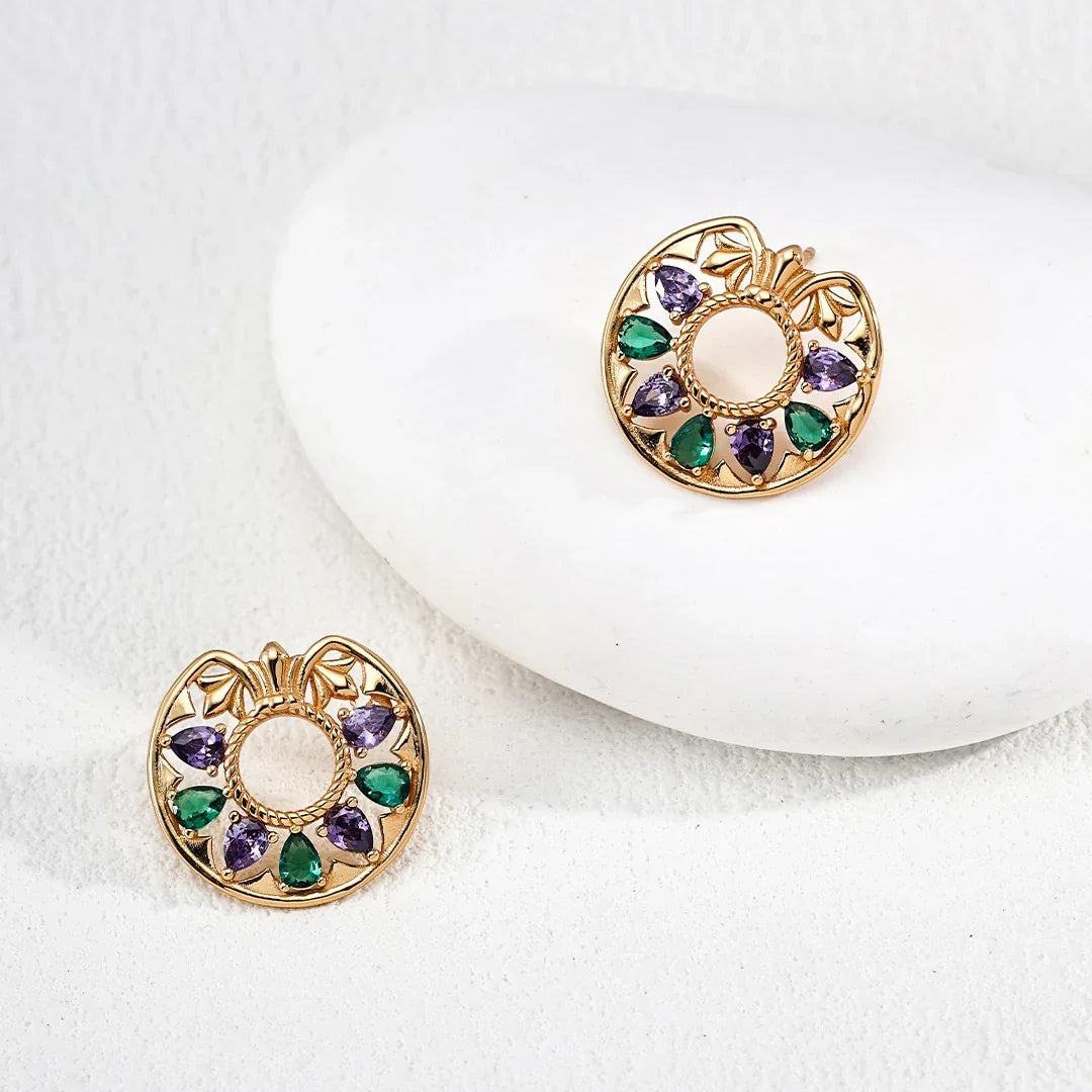 Pendientes de circonitas multicolores Ⅱ