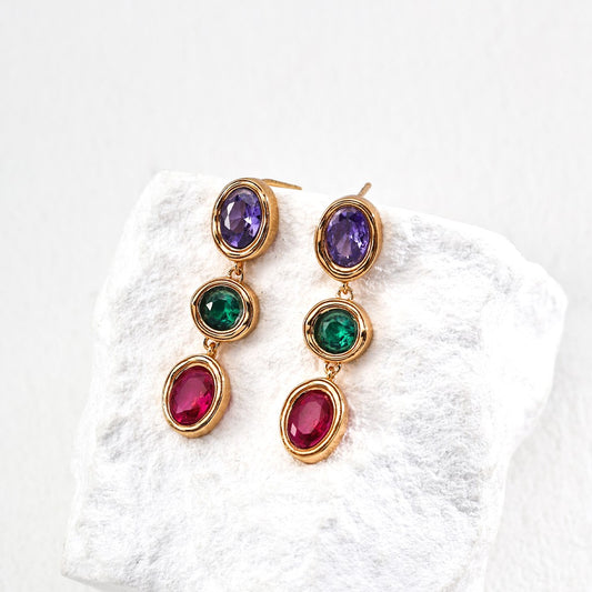 Multicolor Zircon Earrings Ⅲ