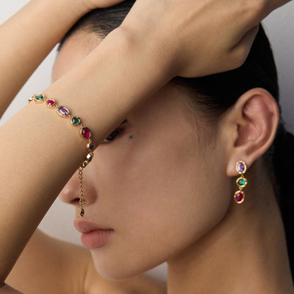 Multicolor Zircon Earrings Ⅲ