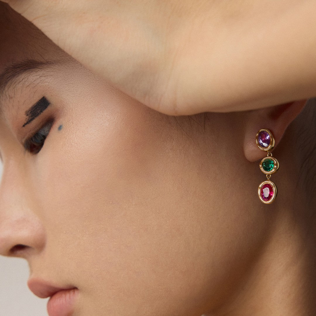 Multicolor Zircon Earrings Ⅲ