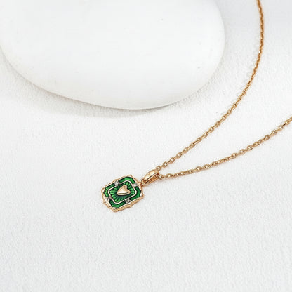 Green Enamel Pendant Necklace