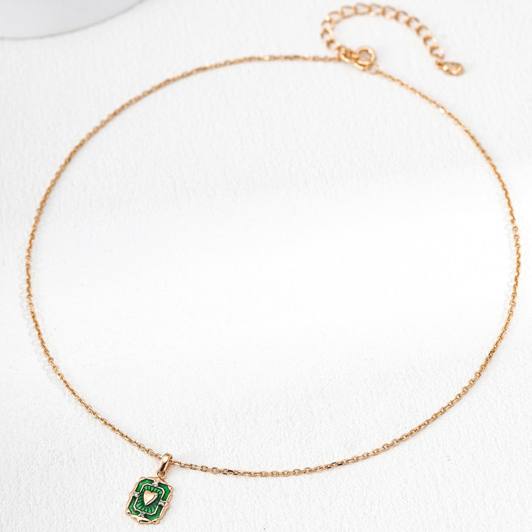 Green Enamel Pendant Necklace