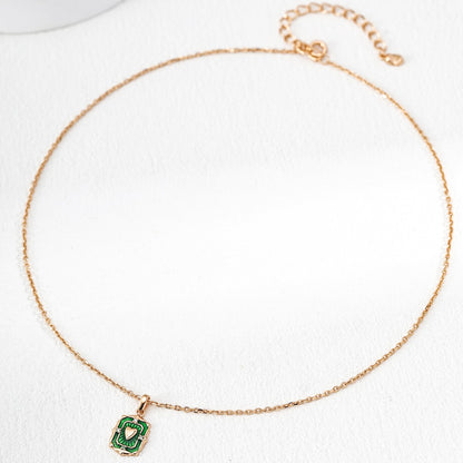 Green Enamel Pendant Necklace