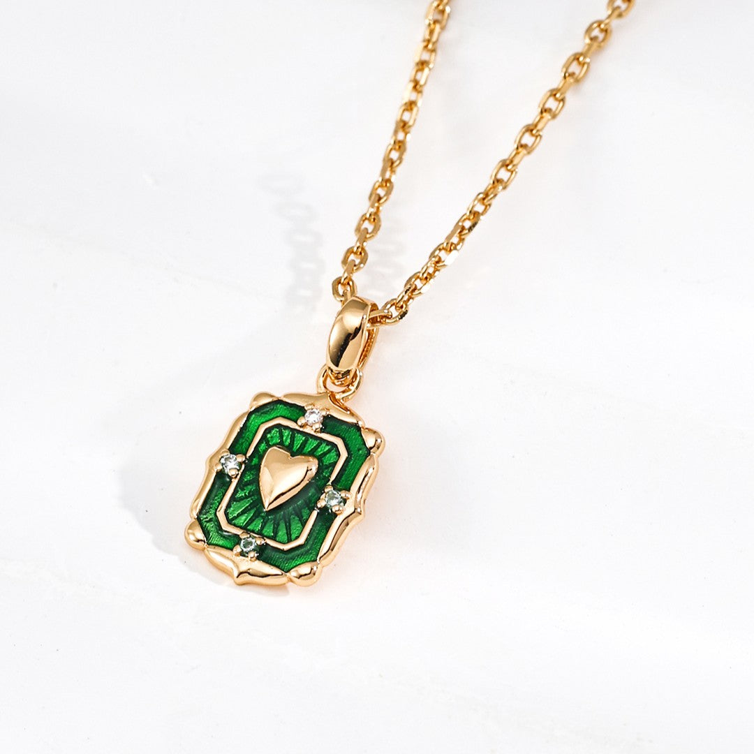 Green Enamel Pendant Necklace