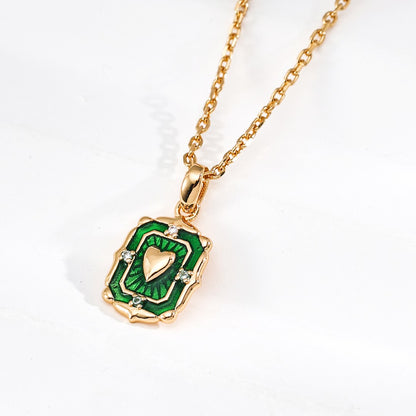 Green Enamel Pendant Necklace