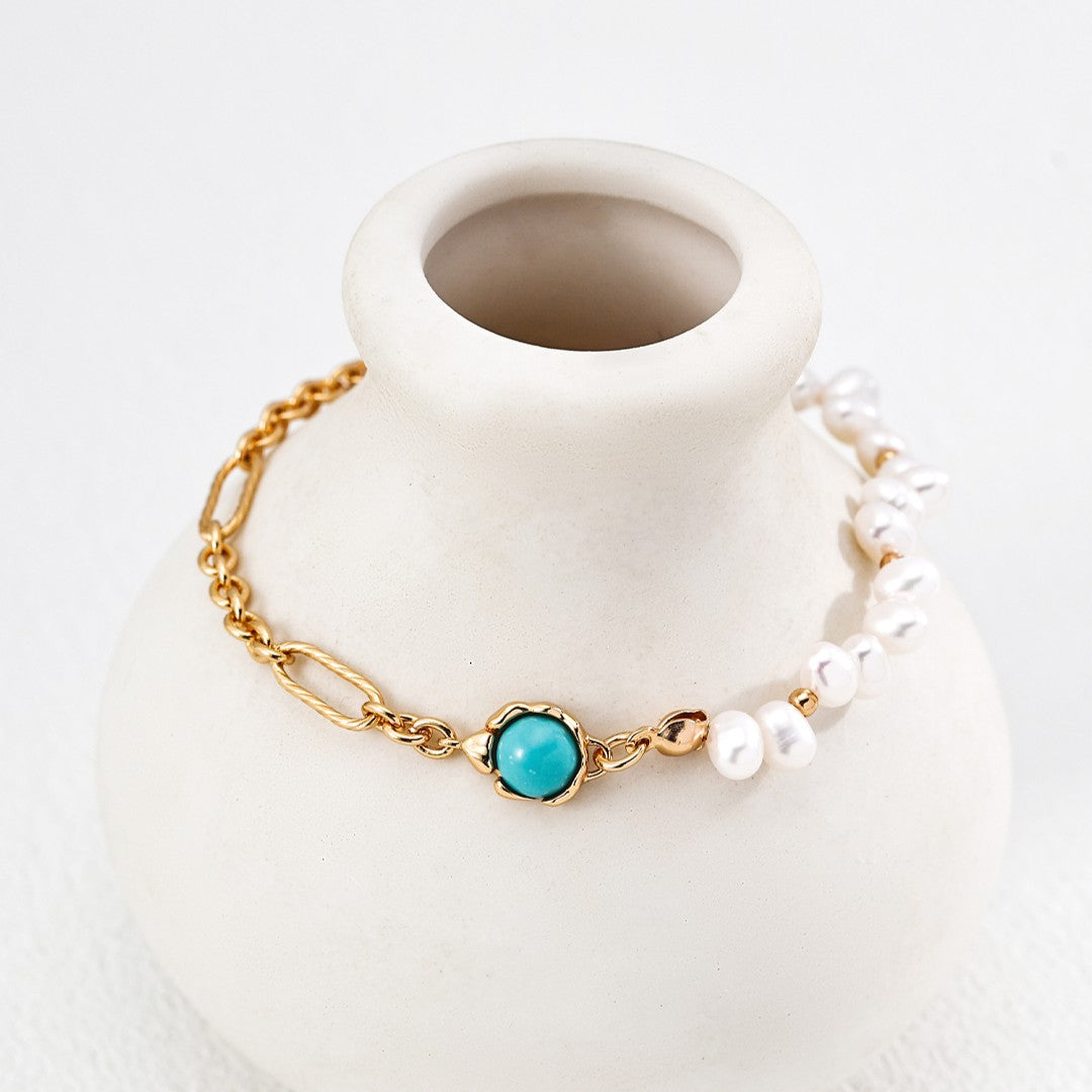 Pearl & Synthetic Turquoise Bracelet