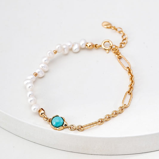 Pearl & Synthetic Turquoise Bracelet