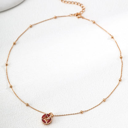 Red Enamel Coin Pendant Set