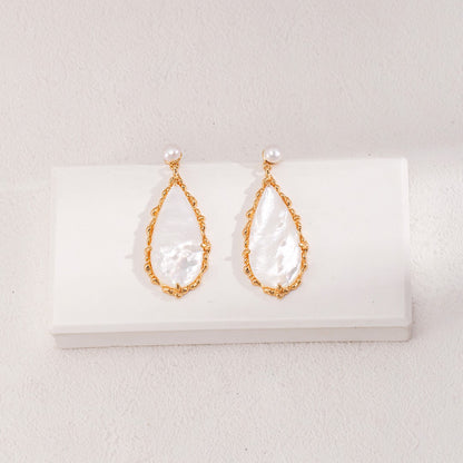 Waterdrop-shaped Shell Pendant Earrings