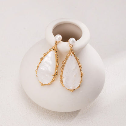 Waterdrop-shaped Shell Pendant Earrings